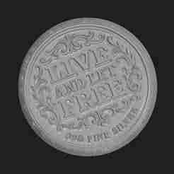 LIVE AND LET FREE COIN TOKEN WALL ART