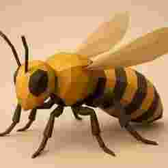 Low Poly 3D Bee Model – Geometric Printable Figurine
