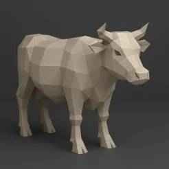 Low Poly Aggressive Cow – 3D Printable Model