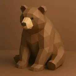 Low Poly Bear 3D Model – STL File for 3D Printing