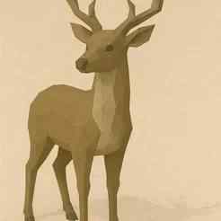 Low Poly Deer STL – Polygon Animal Figurine for 3D Printing