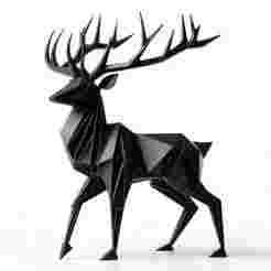 Low Poly Deer With Horns 3D Print Decorative Showpiece