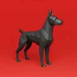Low Poly Doberman 3D Model – Printable STL Dog Sculpture