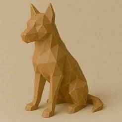 Low Poly Dog Sculpture