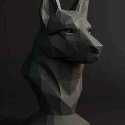 Low Poly German Shepherd Bust – 3D Printable Sculpture