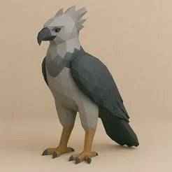 Low Poly Harpy Eagle 3D Model STL – Polygonal Bird of Prey Sculpture