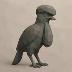 Low Poly Long-wattled Umbrellabird 3D Model STL – Polygonal Bird Sculpture