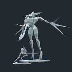 Low Poly MediEvil Diorama STL - Sir Daniel Fortesque vs Stained Glass Demon | 3D Printable Boss Fight Scene | Retro PS1 Fan Art