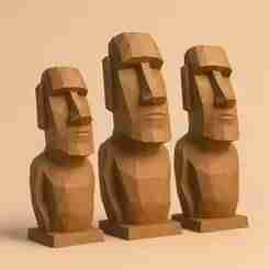 Low Poly Moai Statues 3D Model – STL File for 3D Printing