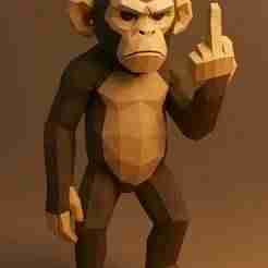 Low Poly Monkey Middle Finger STL – Funny Polygon Animal Figurine for 3D Printing