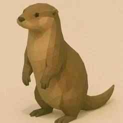 Low Poly Otter STL – Geometric Standing Otter 3D Model for Printing