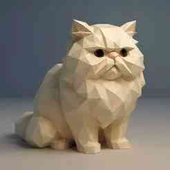 Low Poly Persian Cat – 3D Printable STL