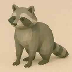 Low Poly Raccoon STL – Geometric Animal Sculpture for 3D Printing
