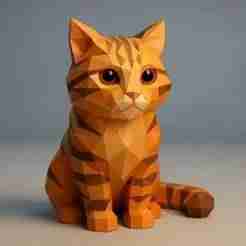 Low Poly Tiger Cat – 3D Printable STL