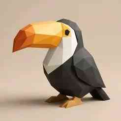 Low Poly Toucan 3D Model – STL File for 3D Printing