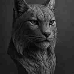 Lynx Sentinel – 3D Printable Bust in STL Format | Wild Elegance in Sculpted Detail