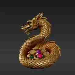 Majestic Dragon Hoard Keychain 3D Print Model - Fantasy Treasure Guardian Accessory