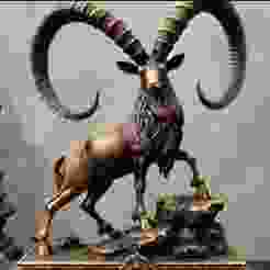“Majestic Spiralhorn – Regal Goat Sculpture for 3D Printing”