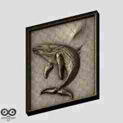 Majestic Whale Relief – Ocean Wall Art for CNC & 3D Print
