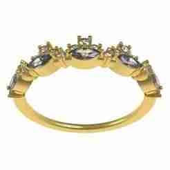 Marquise and Round Diamond Floral Style Engagement Ring