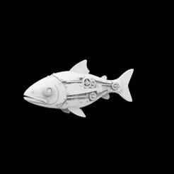 Mechanical Fish with Exposed Gears 3D Printable Model