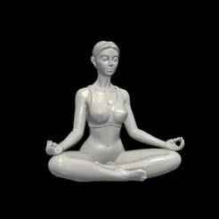 Meditating Woman Sculpture - Yoga Pose 3D Print