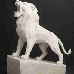 Minimalist stylized lion sculpture