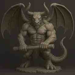 Minotaur Dragon 3D Model – Fantasy Hybrid Creature STL File for 3D Printing