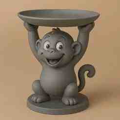🐒 Monkey Desk Organizer – 3D Printable Key & Accessory Tray STL