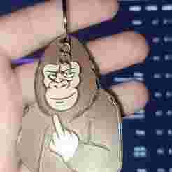 Monkey Middle Finger Meme Free Keychain
