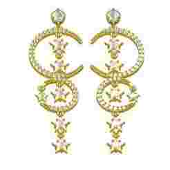 Moon and Star Large Dangle Earring
