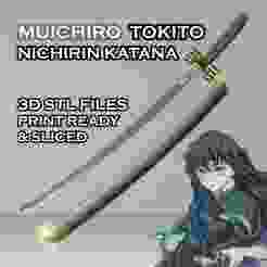 Muichiro Tokito Nichirin Katana -- Demon - Slayer -- Sliced Print Ready -- Mist Hashira