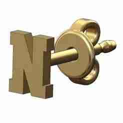 N letter varsity font stud earring 3d print model