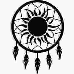Native American dreamcatcher with the web forming a sun - 2D/3D Wall Art STL+SVG For CNC Router, Plasma, Waterjet, Laser & 3D Printer