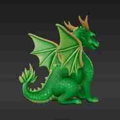 Nature Inspired Green Dragon Keyring - Whimsical Woodland Spirit Key Fob 3D Model