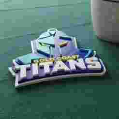 NRL Gold Coast Titans keychain badge color printable and renderable