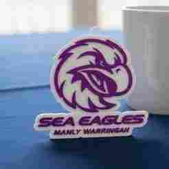 NRL Manly Warringah Sea Eagles keychain badge color printable and renderable