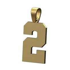 Number 2 two varsity initial high school sports letterman pendant charm 3d print model