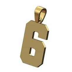 Number 6 five varsity high school letterman pendant charm 3D print model