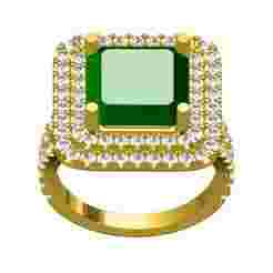 Octagon Stone Double Halo Micro Prong Set Solitaire Ring