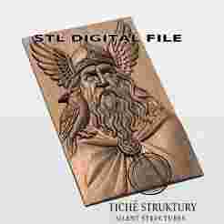 Odin with Raven – Viking Norse Relief – 3D STL Model
