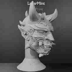 Oni Demon Mask Bust – Highly Detailed Japanese Samurai Oni Mask for 3D Printing – LayerMint STL File