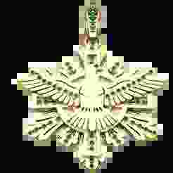 Ornate Christian Dove & Cross Medallion 3D Printable Model