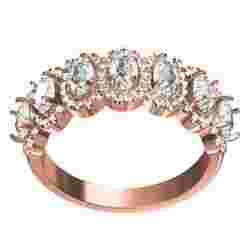 Oval Stone Diamond Halo Half Eternity Band