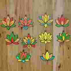 PACK 10 KEYCHAIN KEYRINGS / KEYCHAIN Sacred Lotus Flowers (STL and 3MF)