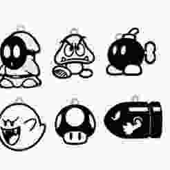 PACK 6 Super Mario Bros Keychains