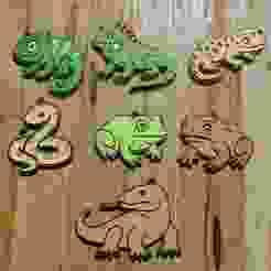 PACK 7 KEYRINGS / MAGNETS / KEYCHAIN / MAGNETS Reptiles and Amphibians (STL AND 3MF)