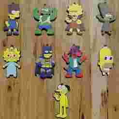 PACK 9 KEYCHAIN KEYRINGS / KEYCHAIN The Simpsons: Bartman and Alternate Dimensions (STL & 3MF)