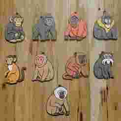 PACK 9 KEYCHAINS / MAGNETS / KEYCHAIN / MAGNETS MONKEYS AND APES (STL AND 3MF)