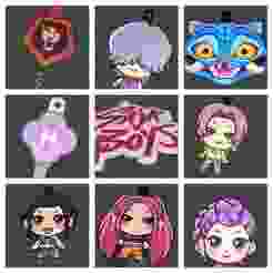 Pack of 15 3D Kpop Demon Hunters Huntrax Demon Hunters 3D keychains